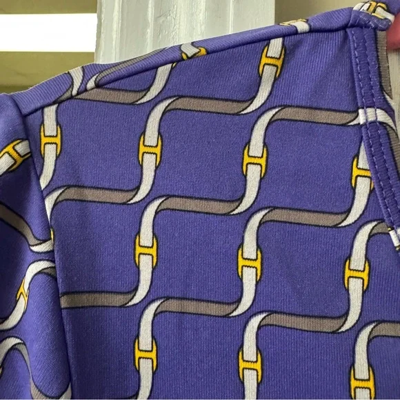 J. McLaughlin Catalina Cloth Chain Link Blouse Top Size M Purple Gold - Picture 5 of 8